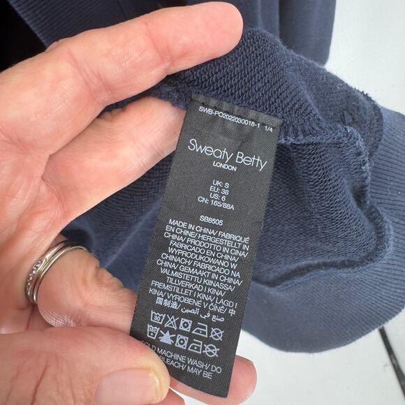 Sweaty Betty Navy Blue Open Front Sweatshirt Cardigan Lounge Jacket Size 6 - Picture 4 of 8